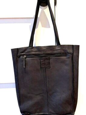HARBOUR 2ND -  LEATHER TOTE ASH BLACK